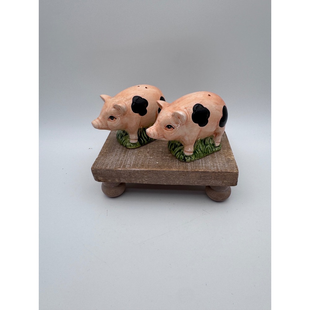 Vintage Ceramic Spotted Pig Salt and Pepper Shakers Farmhouse Kitchen Decor Set
